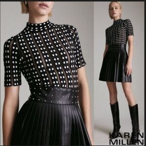 Karen Millen Sheer Knit Polka Dot Pu Skirt
Skater Mini Dress size small